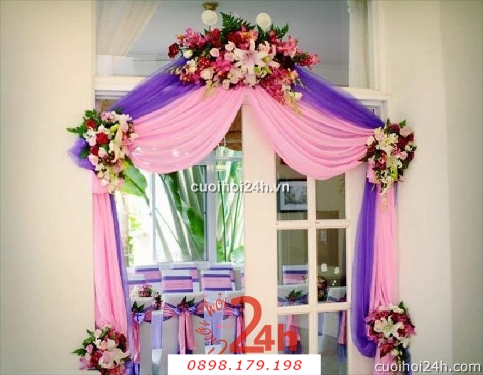 Dịch vụ cưới hỏi 24h trọn vẹn ngày vui chuyên trang trí nhà đám cưới hỏi và nhà hàng tiệc cưới | Trang trí cổng chào 2